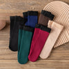 Socks women's mid-calf warm floor socks men and women's solid color confinement sleep socks autumn and winter fleece-lined thick snow socks